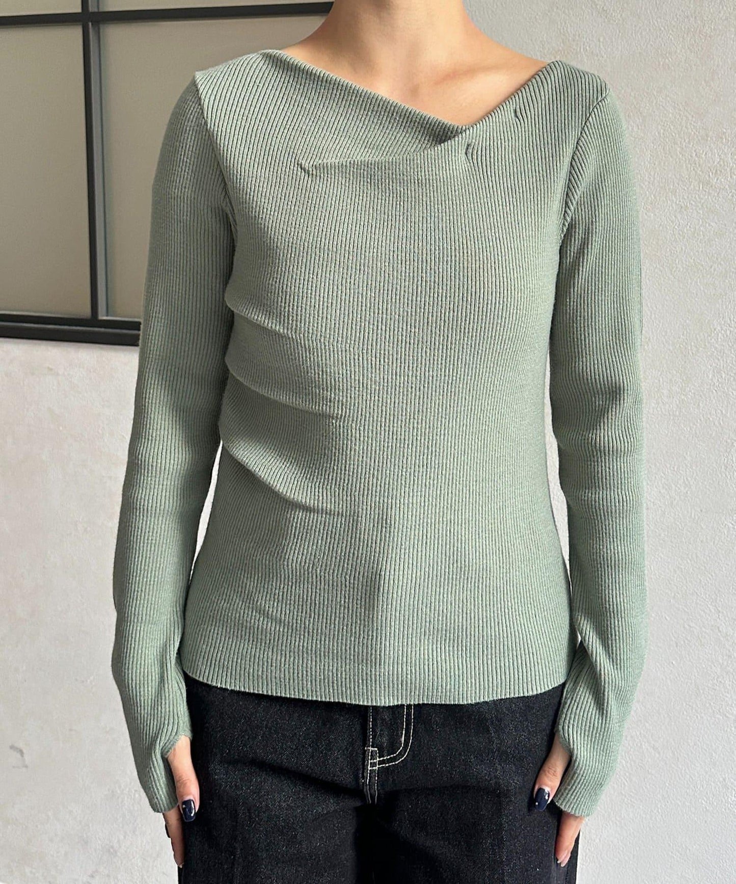 垂領羅紋針織套頭衫