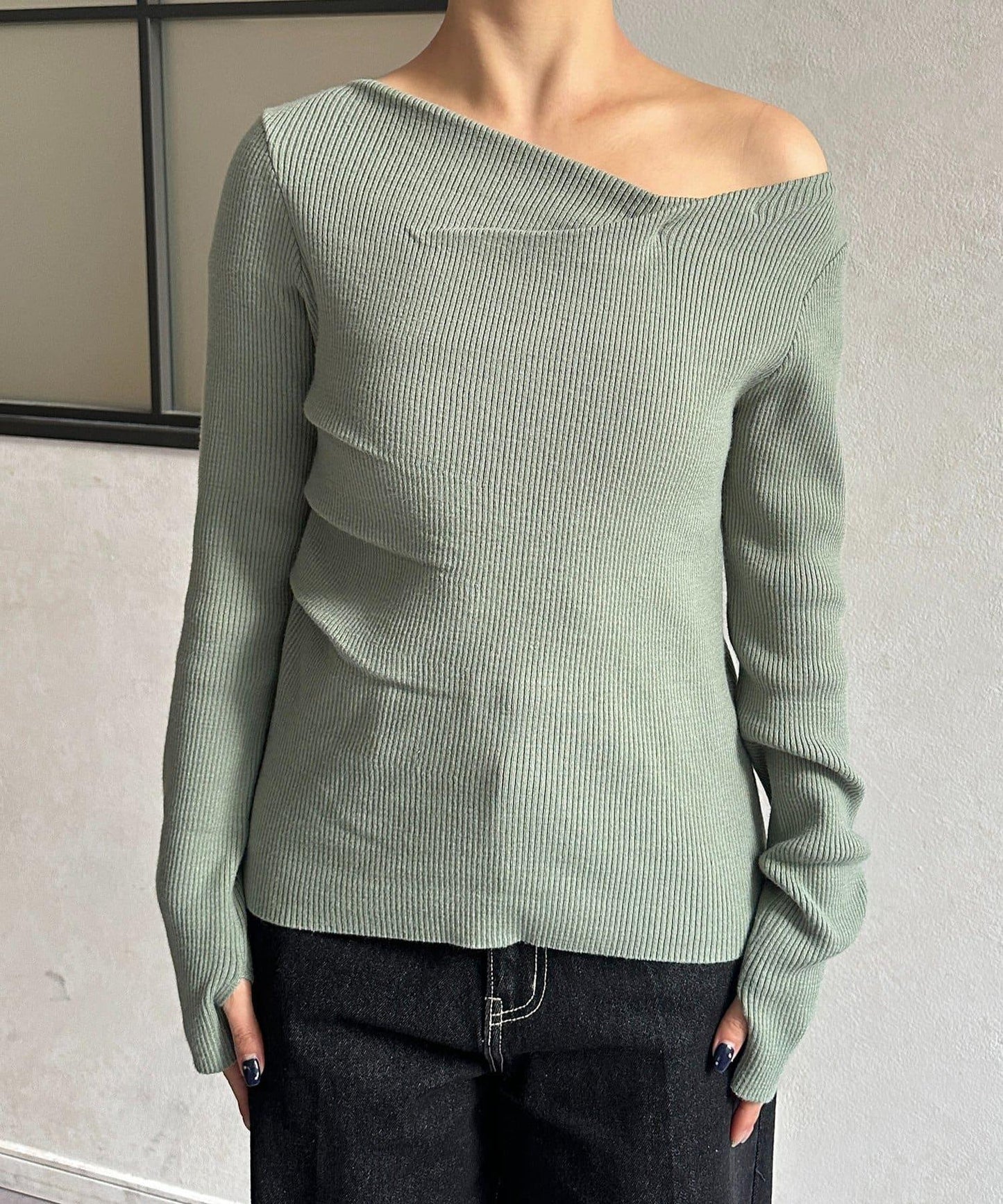 垂領羅紋針織套頭衫