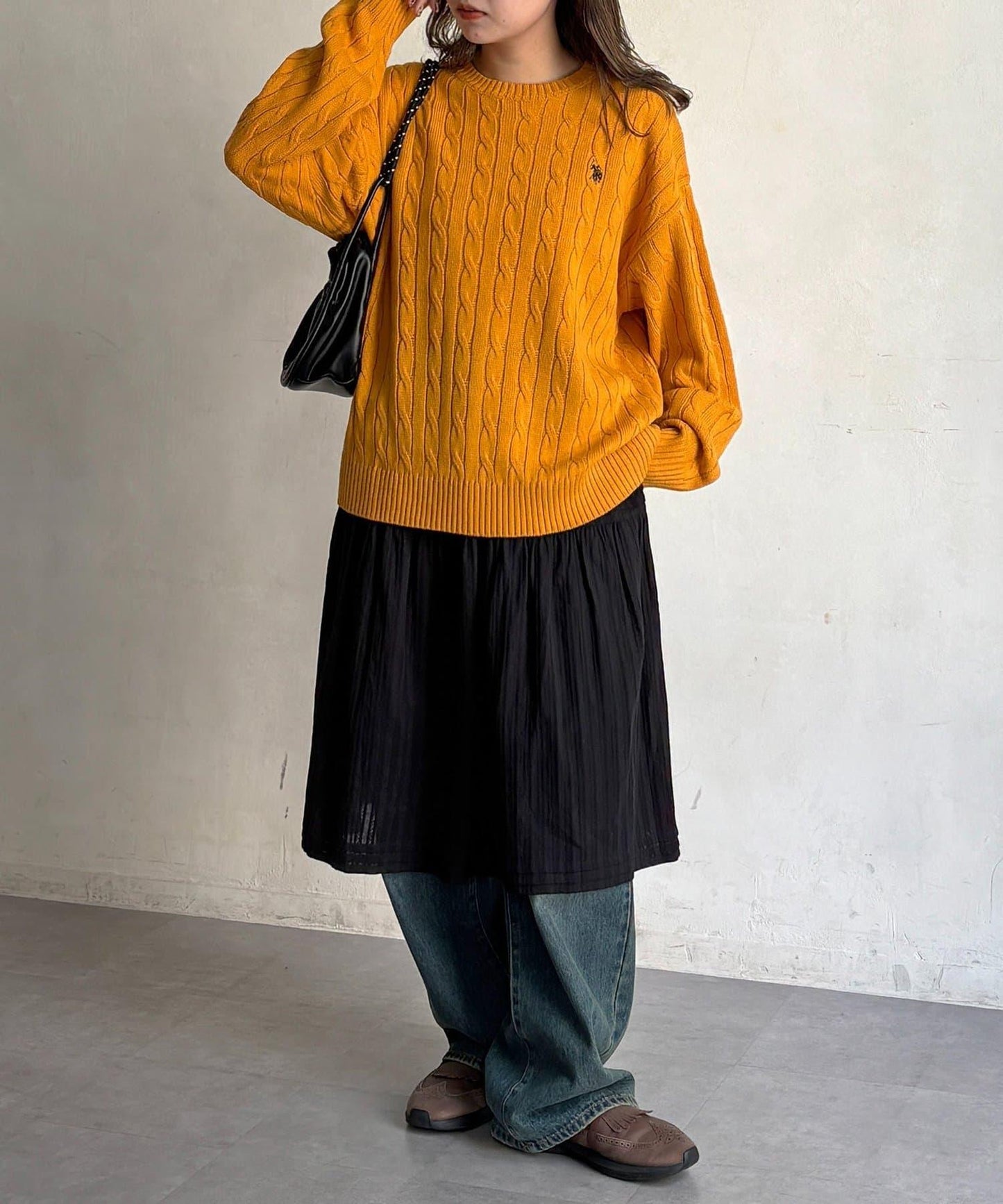 【U.S. POLO ASSN. 】1點刺繡麻花針織套頭衫