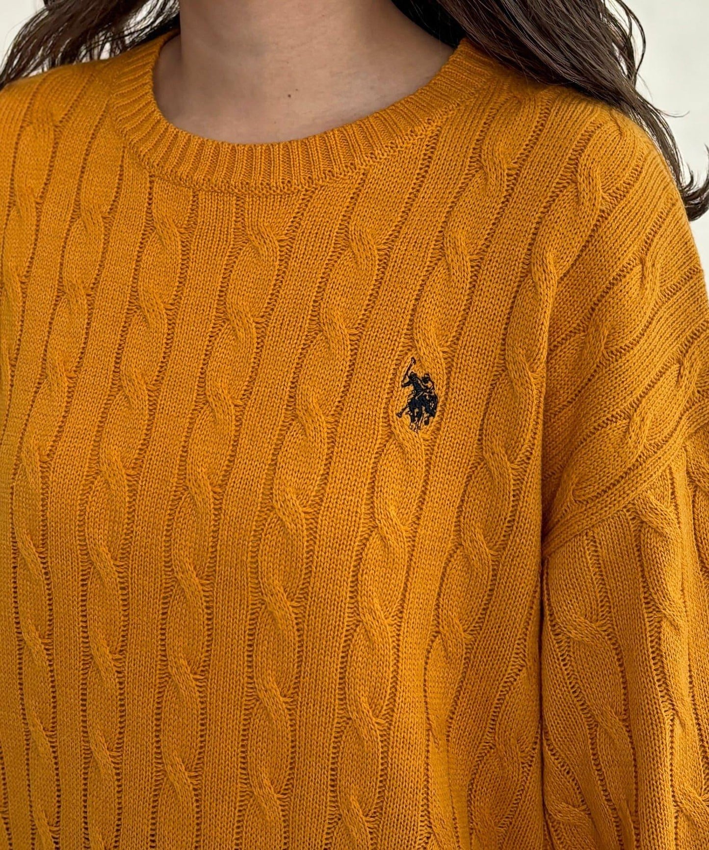 【U.S. POLO ASSN. 】1點刺繡麻花針織套頭衫