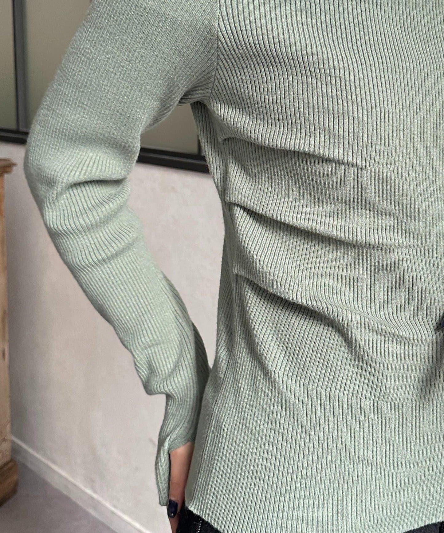 垂領羅紋針織套頭衫