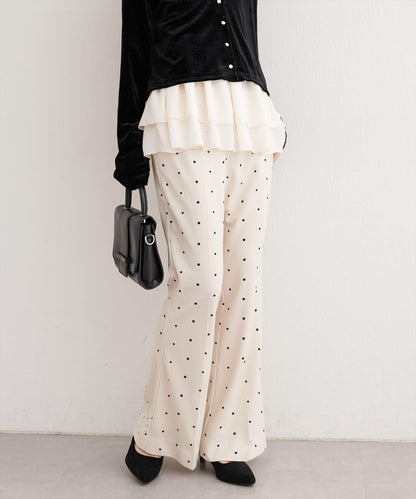 剪裁喬其紗彈力喇叭褲