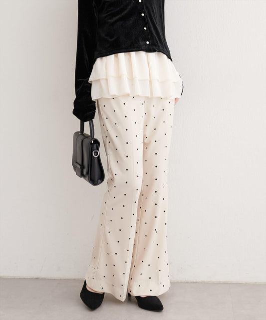 剪裁喬其紗彈力喇叭褲