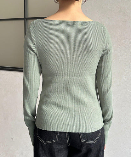 垂領羅紋針織套頭衫