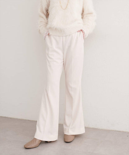 剪裁喬其紗彈力喇叭褲