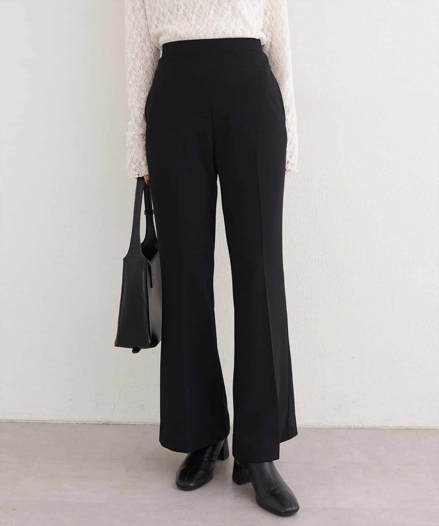 剪裁喬其紗彈力喇叭褲