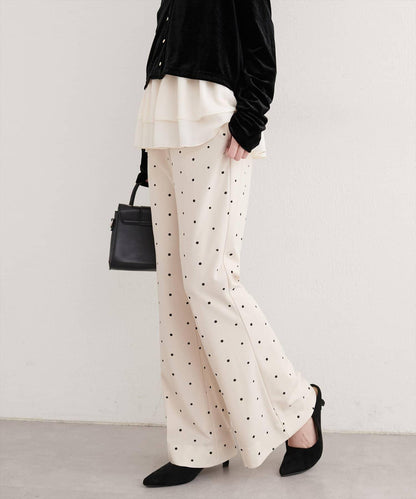 剪裁喬其紗彈力喇叭褲