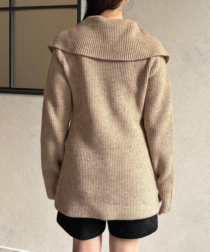 帶領雙拉鍊長款開衫