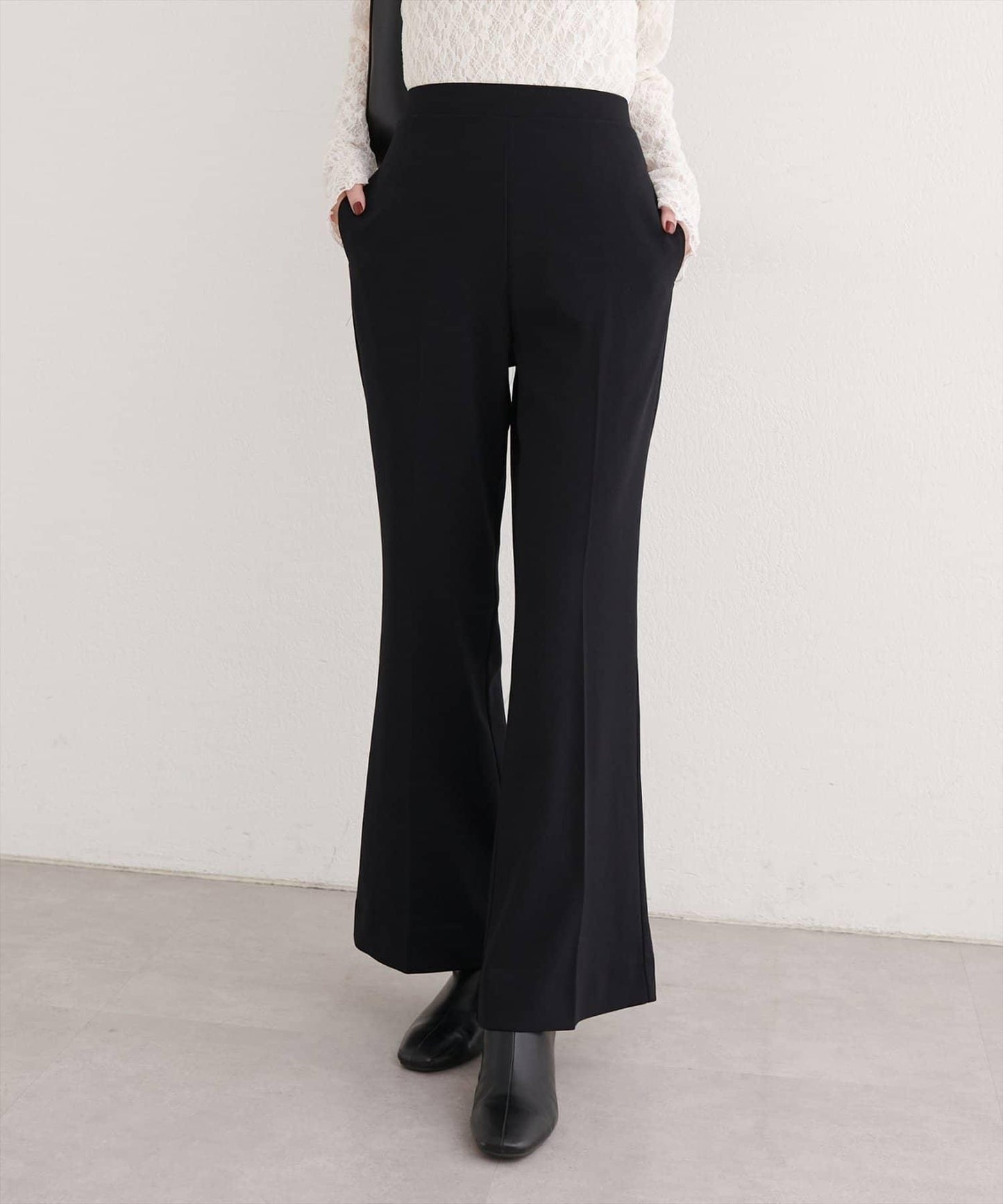 剪裁喬其紗彈力喇叭褲