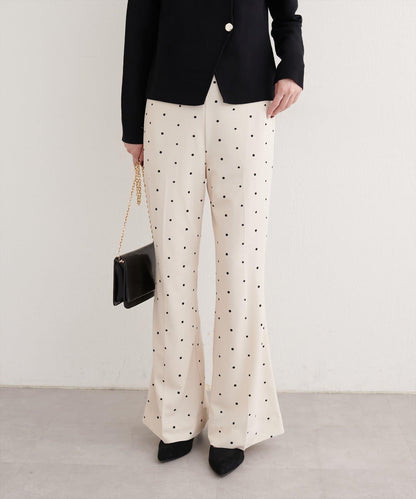 剪裁喬其紗彈力喇叭褲