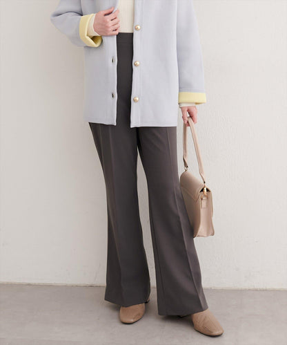 剪裁喬其紗彈力喇叭褲