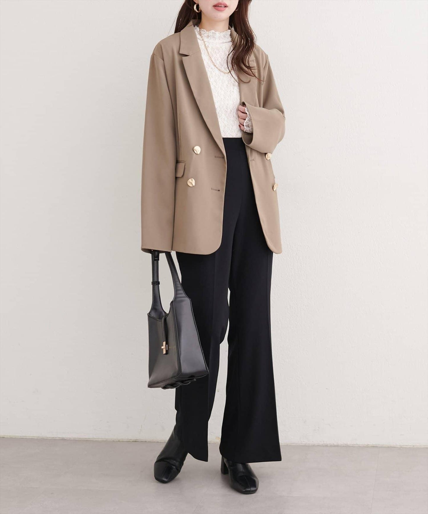 剪裁喬其紗彈力喇叭褲