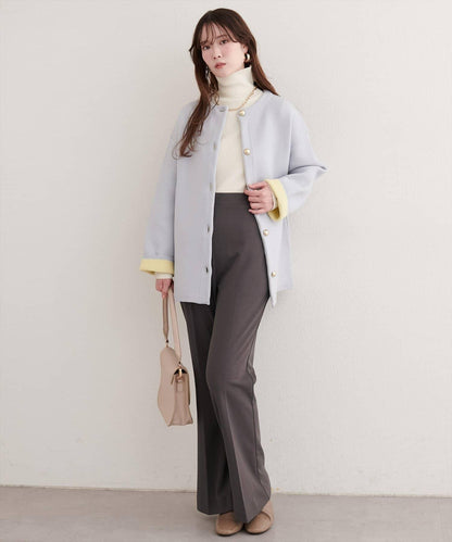 剪裁喬其紗彈力喇叭褲