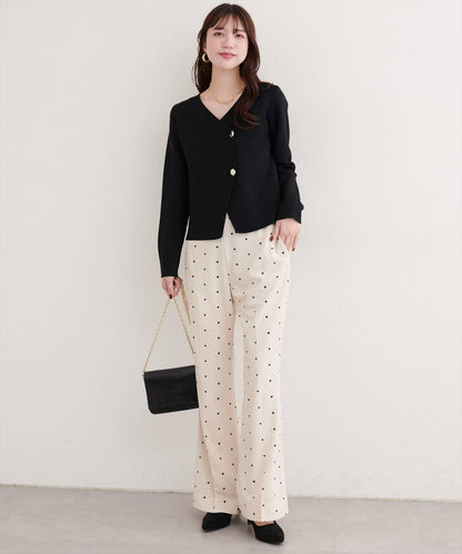 剪裁喬其紗彈力喇叭褲