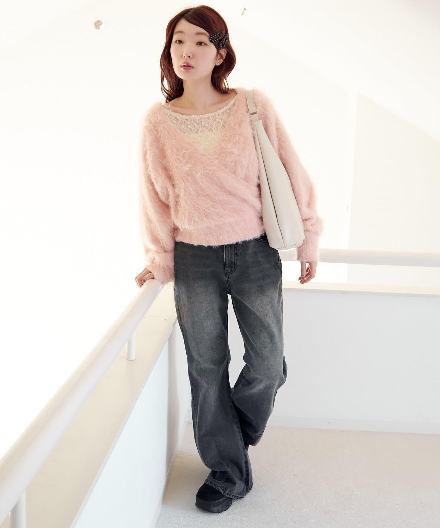 【2尺碼可選/適合身材較矮人群】喇叭拼接牛仔褲