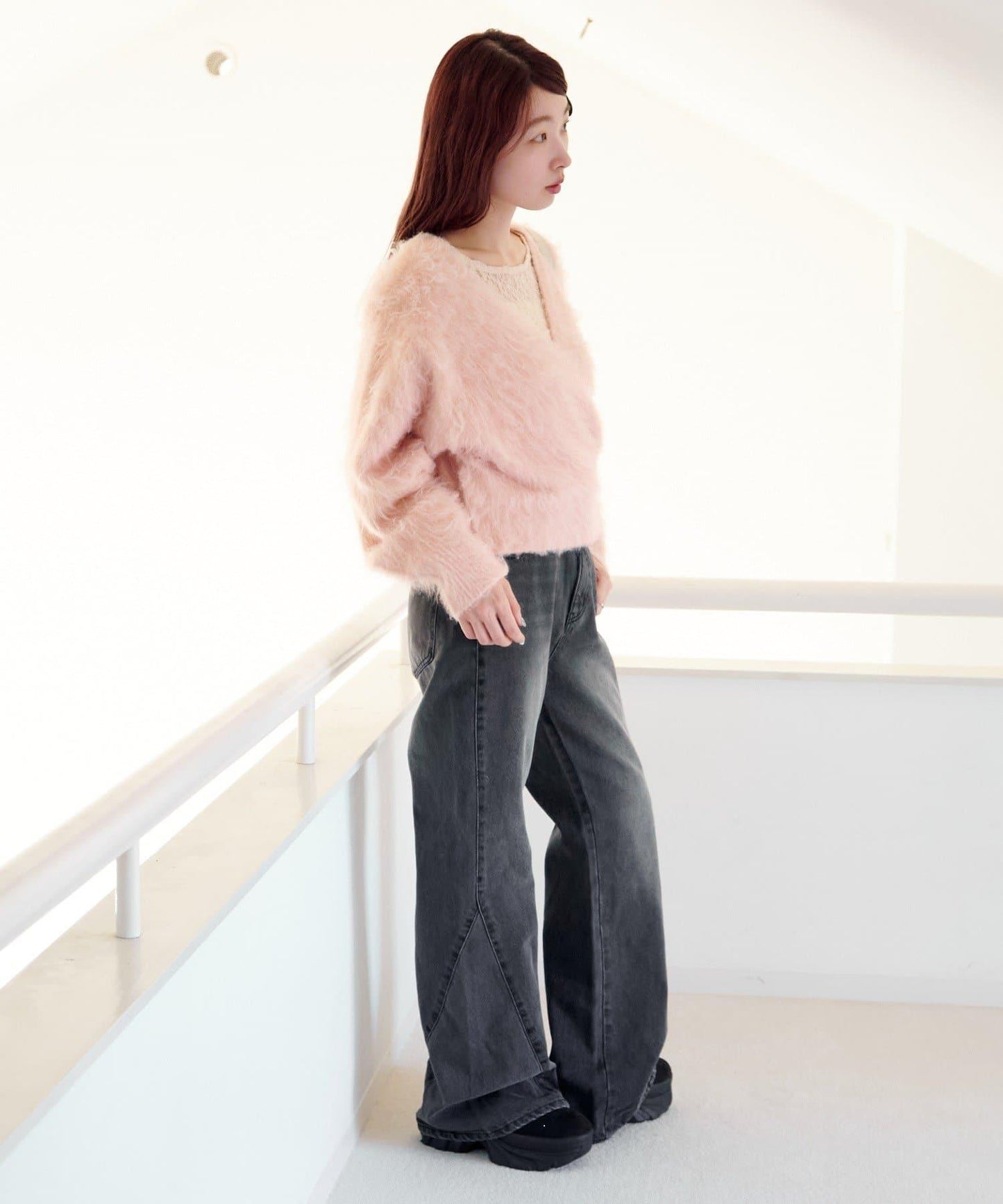 【2尺碼可選/適合身材較矮人群】喇叭拼接牛仔褲