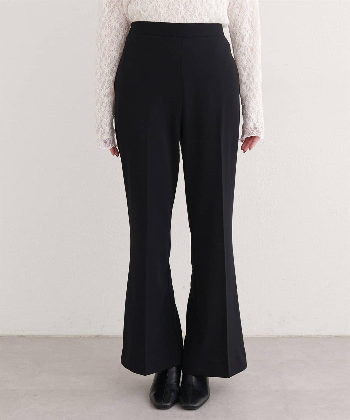 剪裁喬其紗彈力喇叭褲