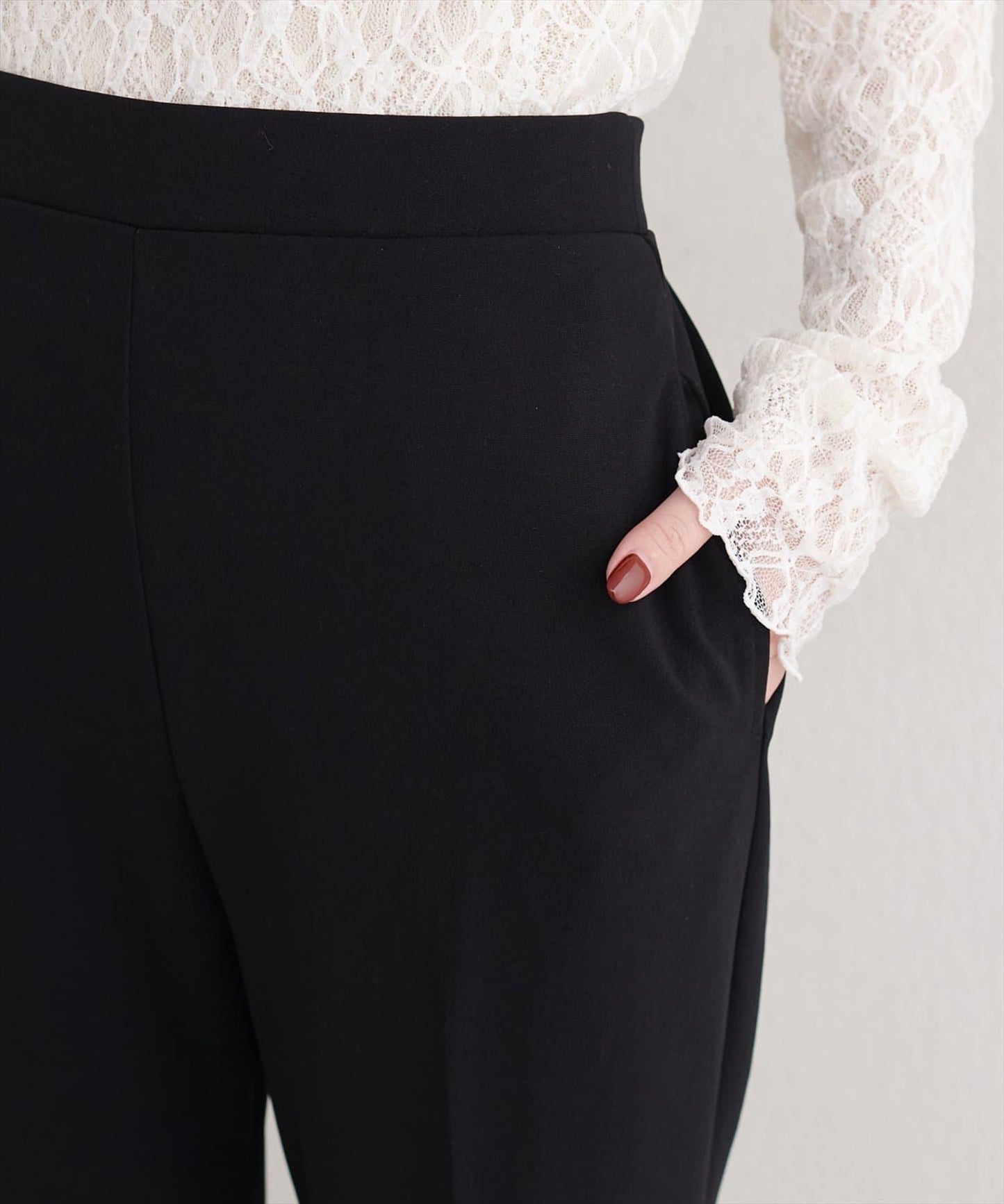 剪裁喬其紗彈力喇叭褲