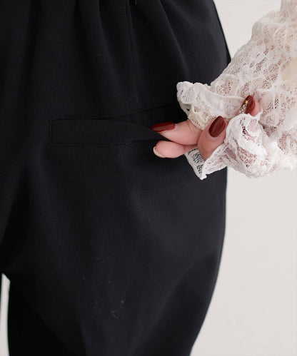 剪裁喬其紗彈力喇叭褲