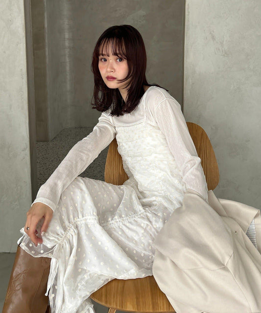 抽繩花卉吊帶連衣裙