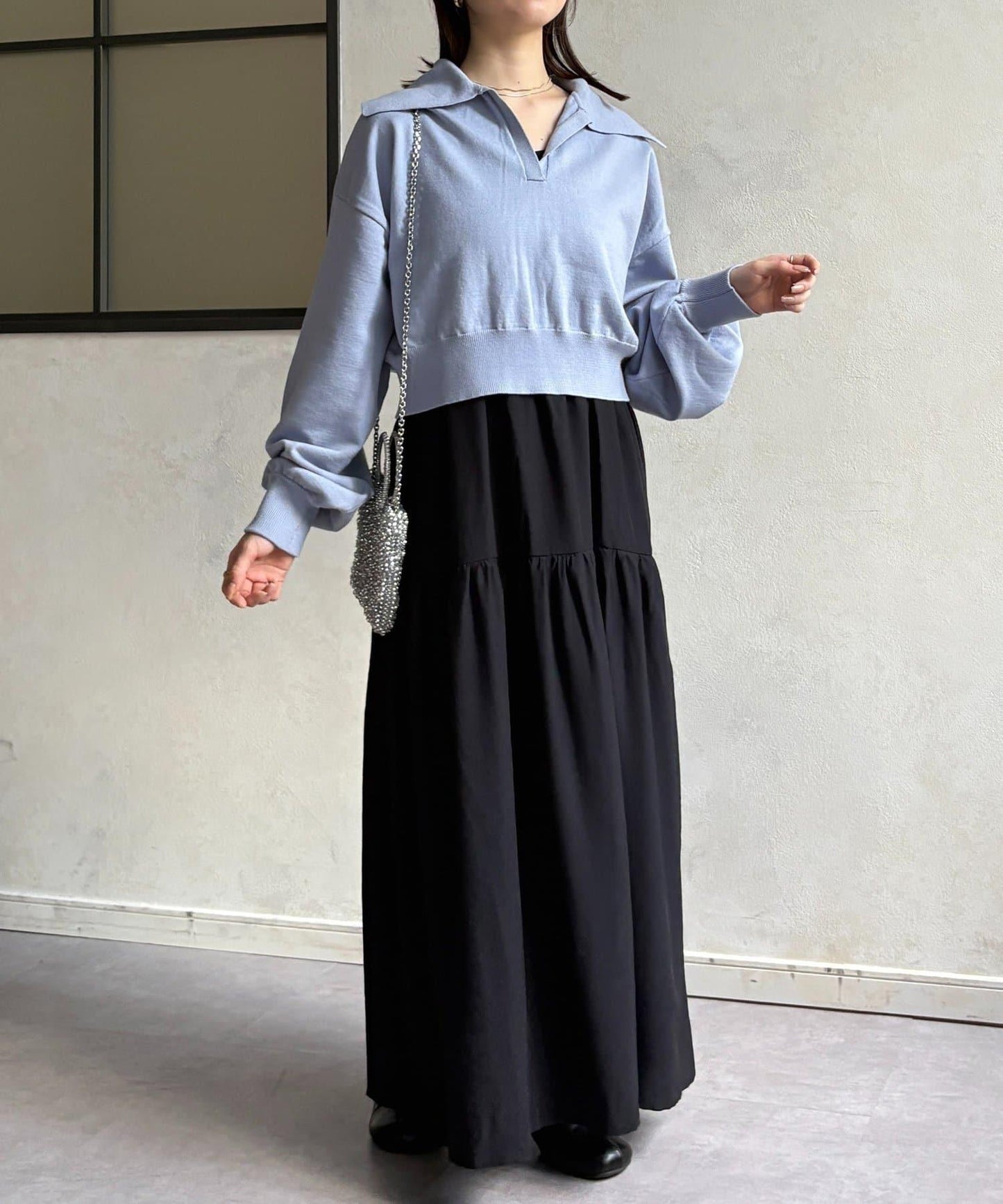 帶領針織套裝吊帶連衣裙