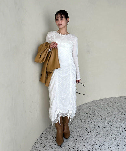 抽繩花卉吊帶連衣裙