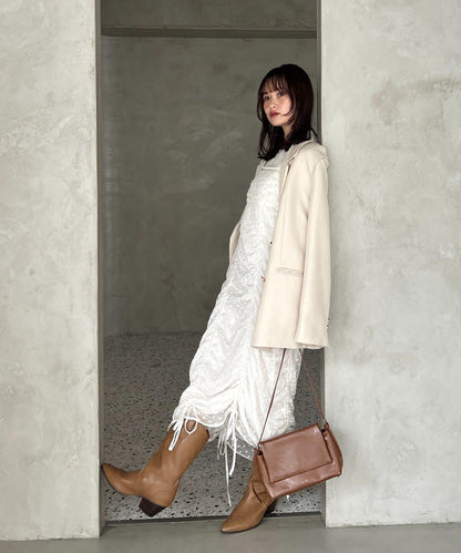 抽繩花卉吊帶連衣裙