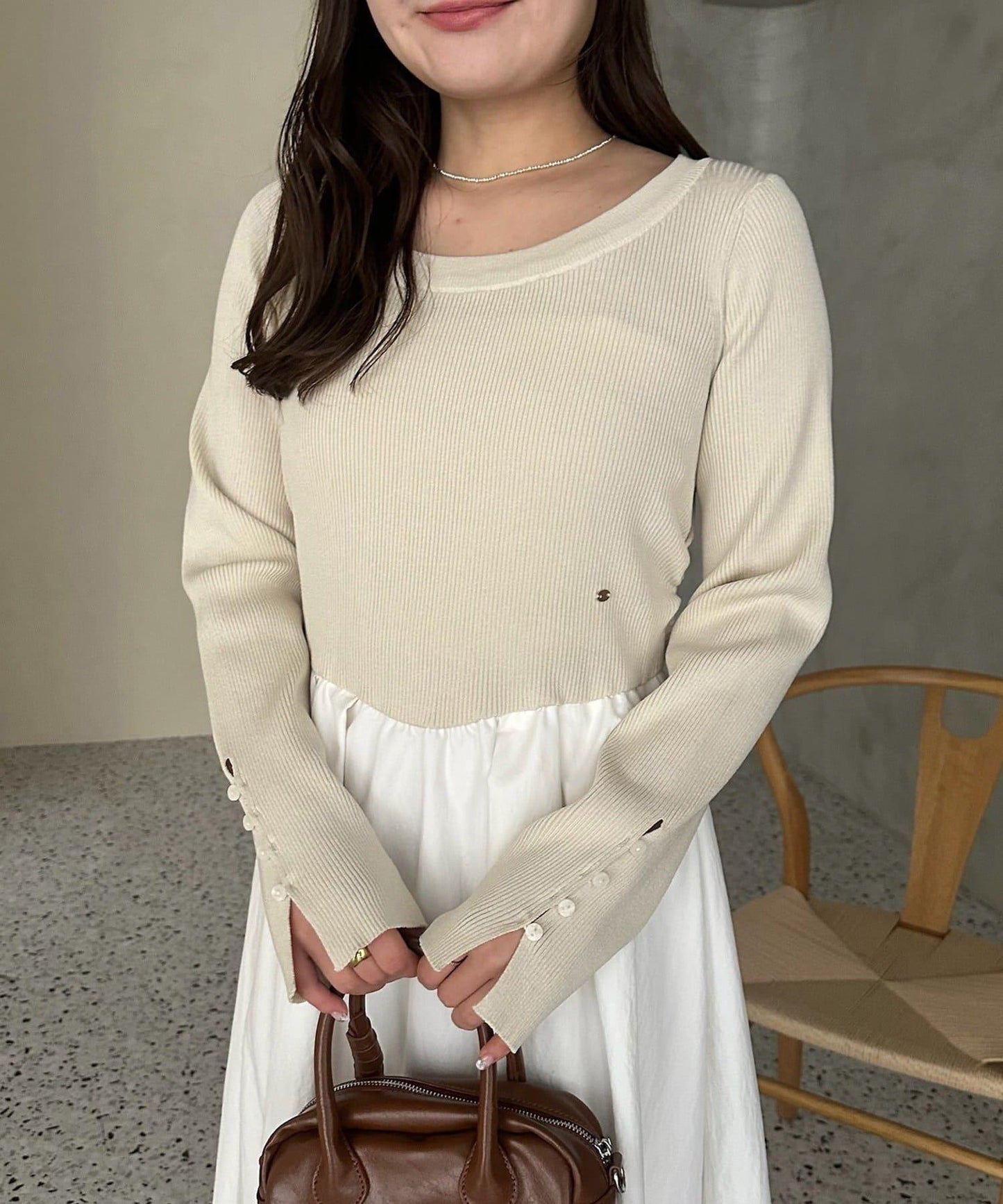 【@__misa__03企劃】帶飾牌拼接連衣裙