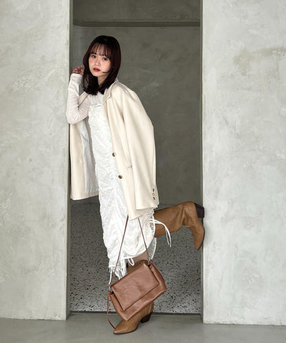 抽繩花卉吊帶連衣裙