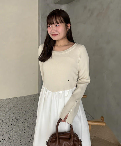 【@__misa__03企劃】帶飾牌拼接連衣裙