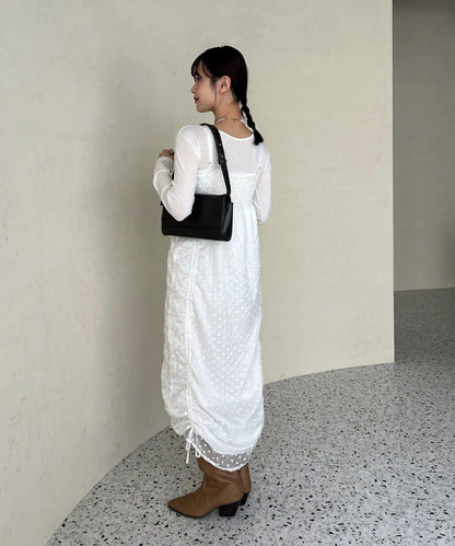 抽繩花卉吊帶連衣裙