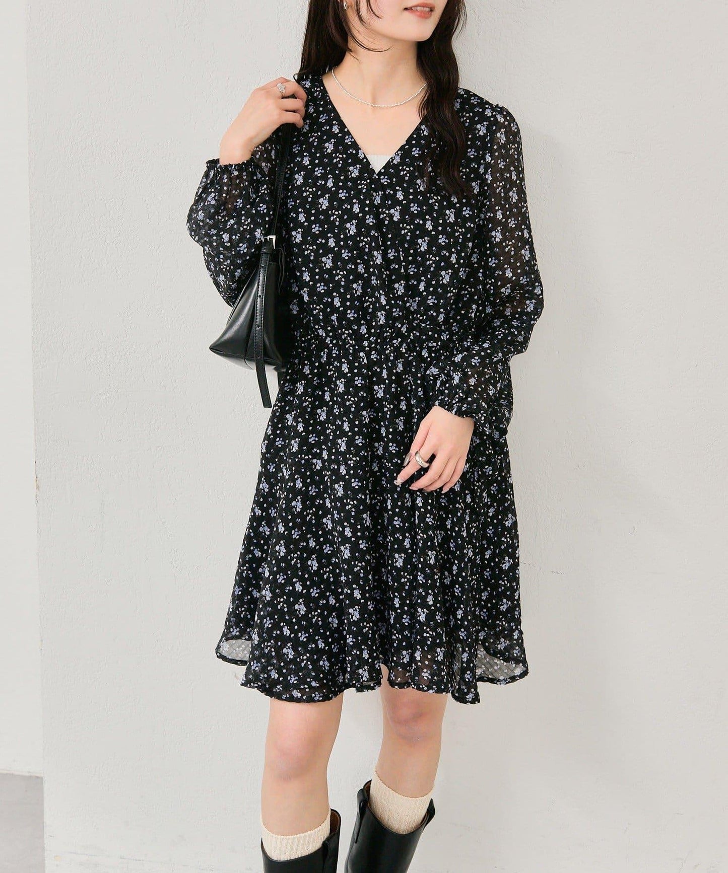 裹身花卉迷你連衣裙