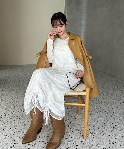 抽繩花卉吊帶連衣裙