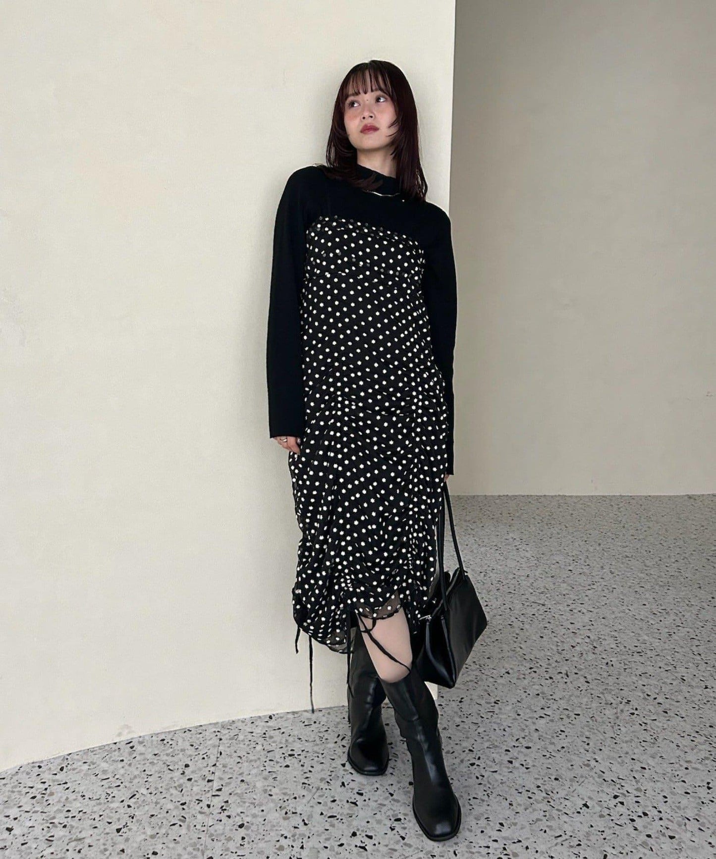 抽繩花卉吊帶連衣裙