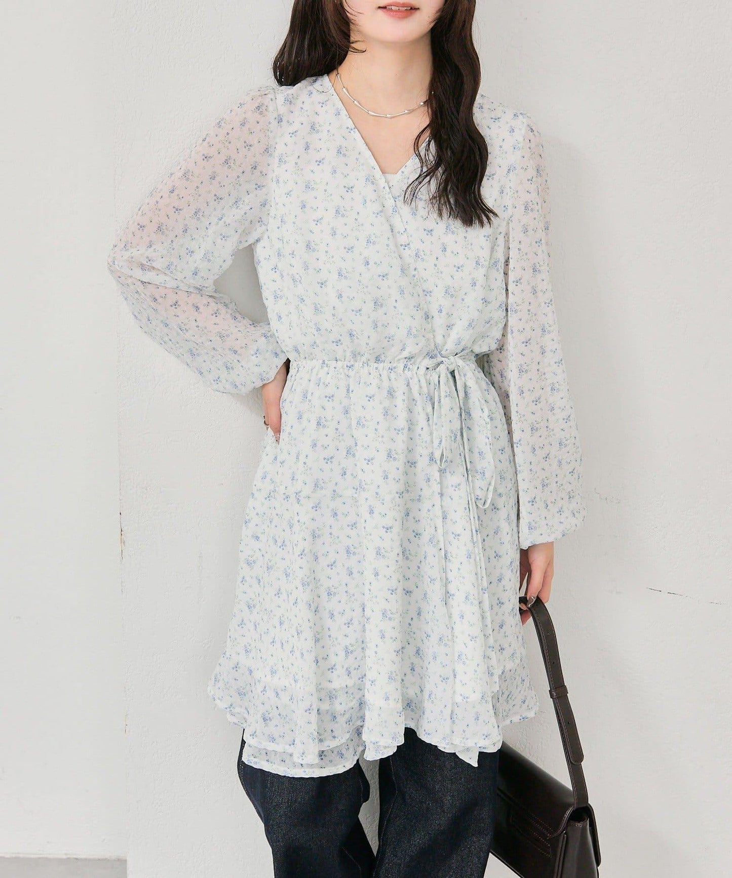 裹身花卉迷你連衣裙