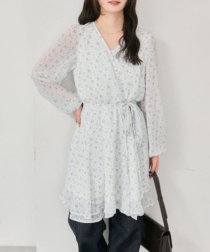 裹身花卉迷你連衣裙