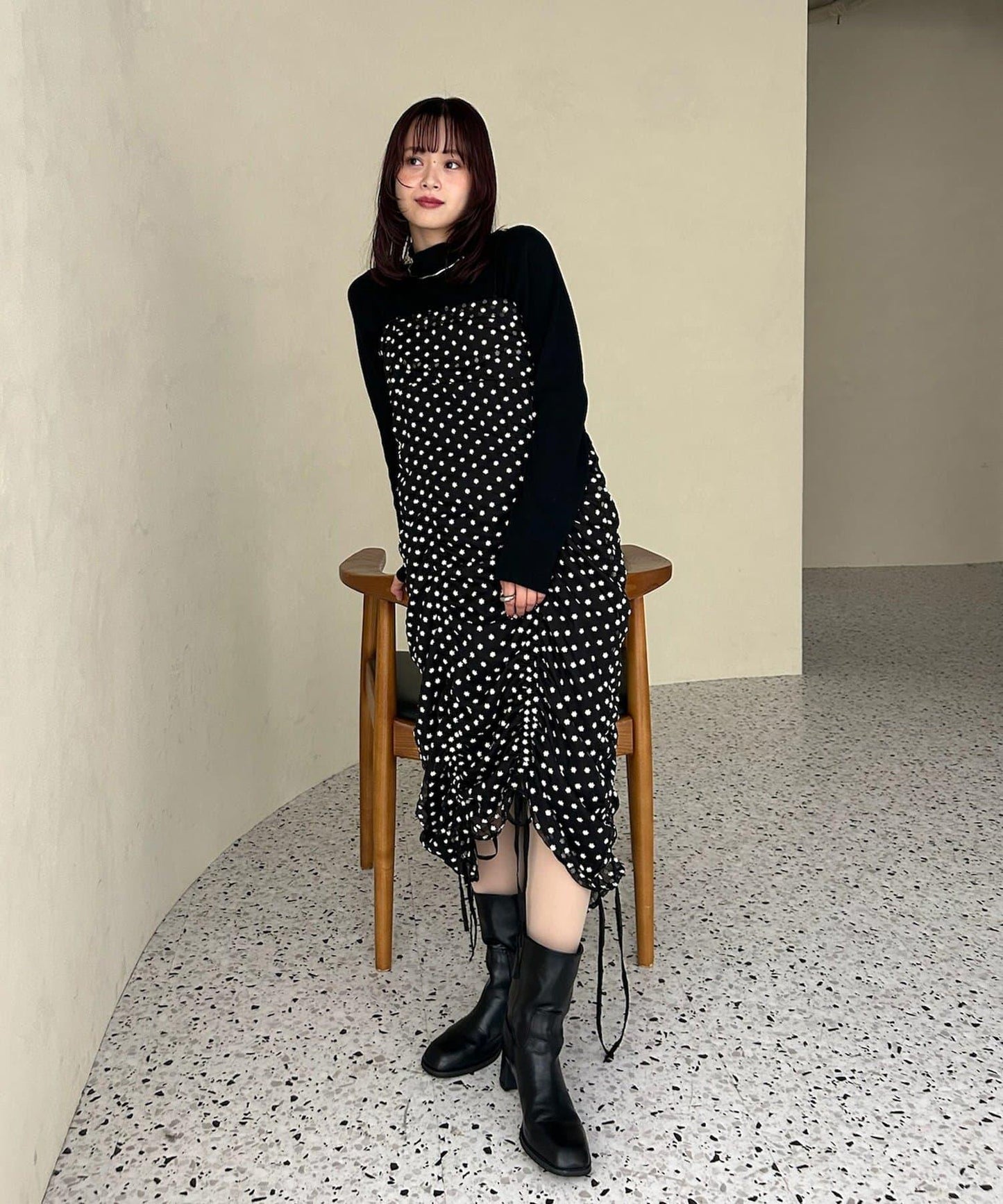 抽繩花卉吊帶連衣裙