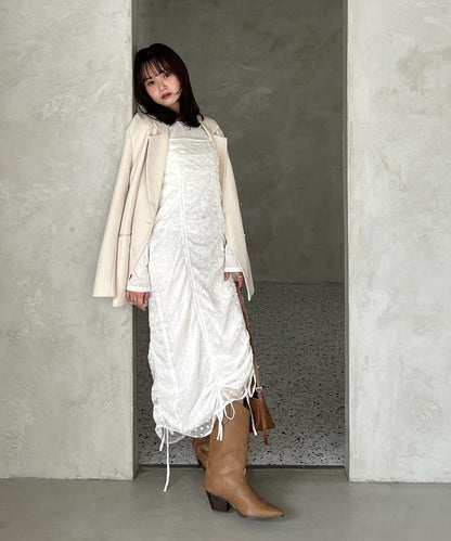 抽繩花卉吊帶連衣裙