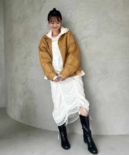 抽繩花卉吊帶連衣裙