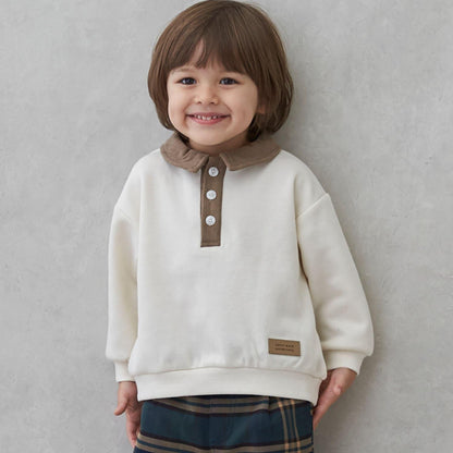 拼色帶領加絨衛衣