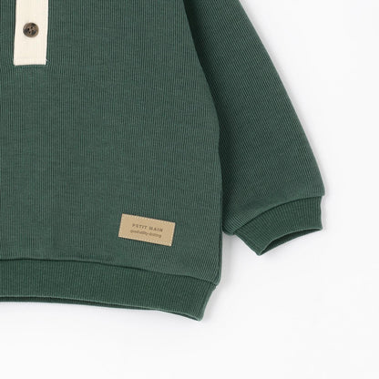 拼色帶領加絨衛衣