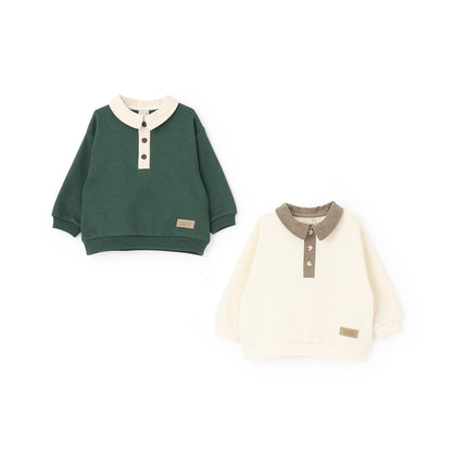 拼色帶領加絨衛衣