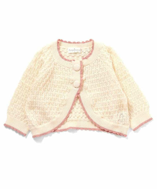 鏤空拼色針織開衫_可機洗