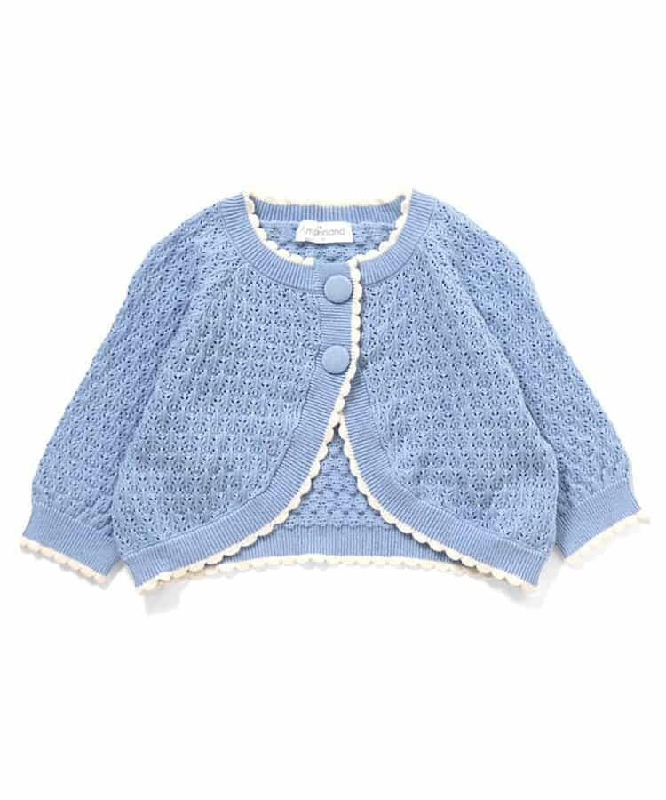 鏤空拼色針織開衫_可機洗