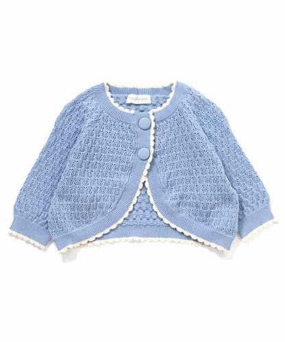 鏤空拼色針織開衫_可機洗