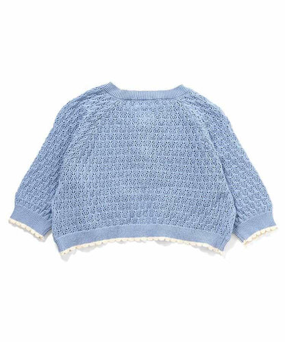 鏤空拼色針織開衫_可機洗