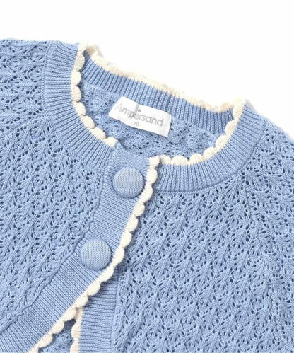 鏤空拼色針織開衫_可機洗