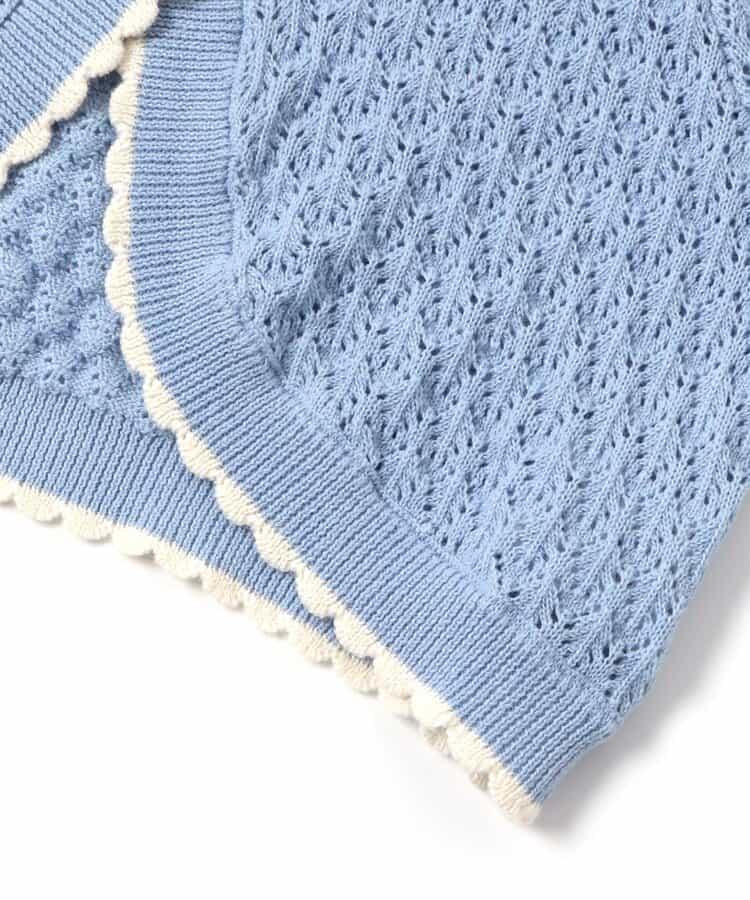 鏤空拼色針織開衫_可機洗