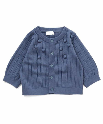 鏤空編織爆米花針織開衫_可機洗