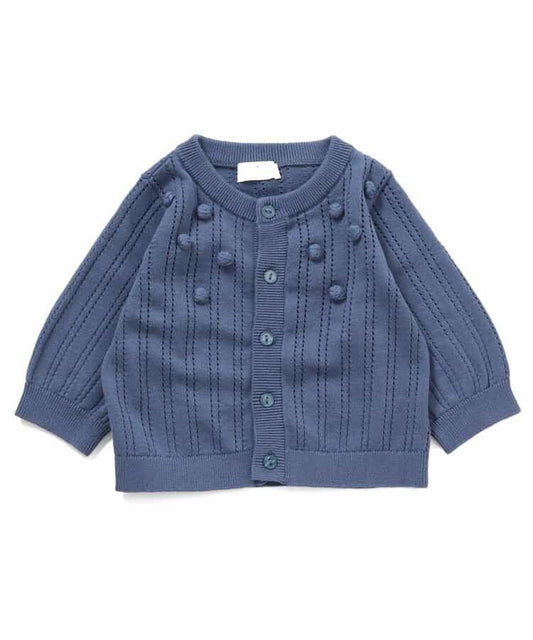 鏤空編織爆米花針織開衫_可機洗